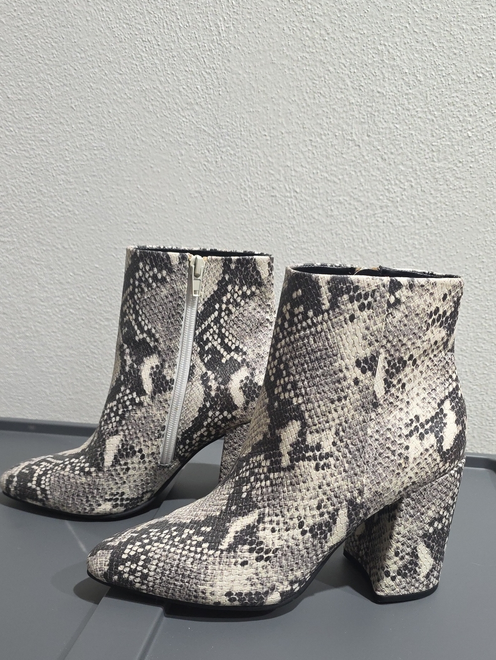 Steve Madden Side Zip Snakeskin Ankle Boots